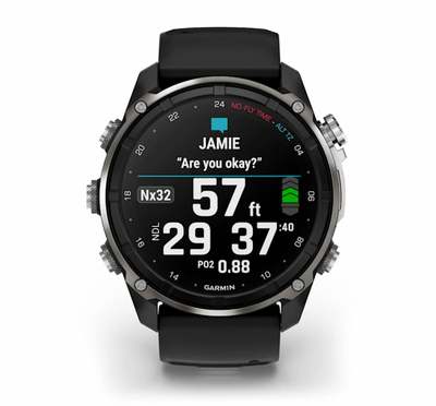 Garmin Descent Mk3i – 51 mm Silver and Black PVD Titanium with Black/Pebble Gray Silicone