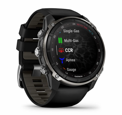 Garmin Descent Mk3i – 51 mm Silver and Black PVD Titanium with Black/Pebble Gray Silicone