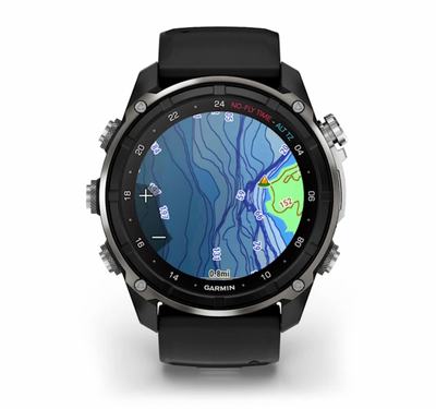Garmin Descent Mk3i – 51 mm Silver and Black PVD Titanium with Black/Pebble Gray Silicone
