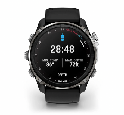 Garmin Descent Mk3i – 51 mm Silver and Black PVD Titanium with Black/Pebble Gray Silicone