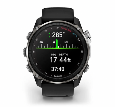 Garmin Descent Mk3i – 51 mm Silver and Black PVD Titanium with Black/Pebble Gray Silicone