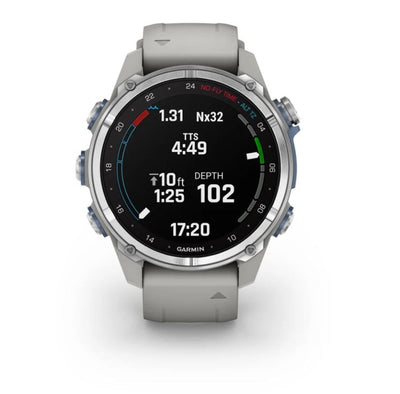 Garmin Descent Mk3 – 43 mm Stainless Steel with Fog Gray Silicone Band